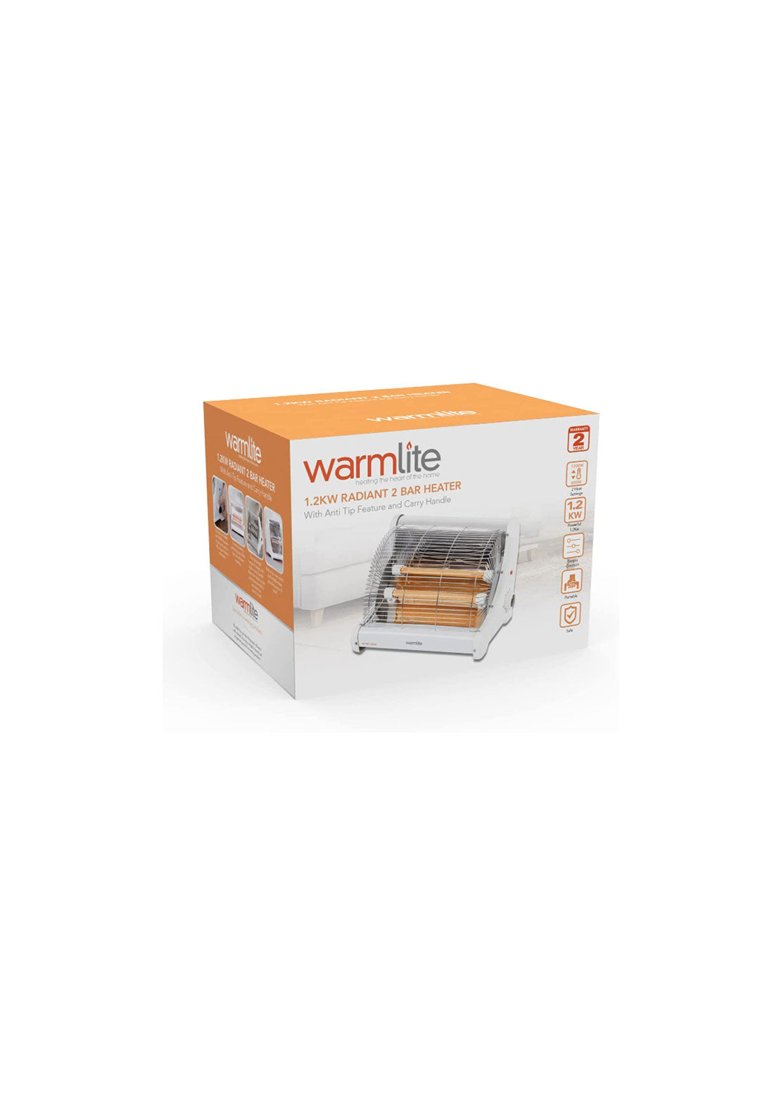 Warmlite Radiant 2 Bar Heater | WL42008N - Black 2 Shaws Department Stores