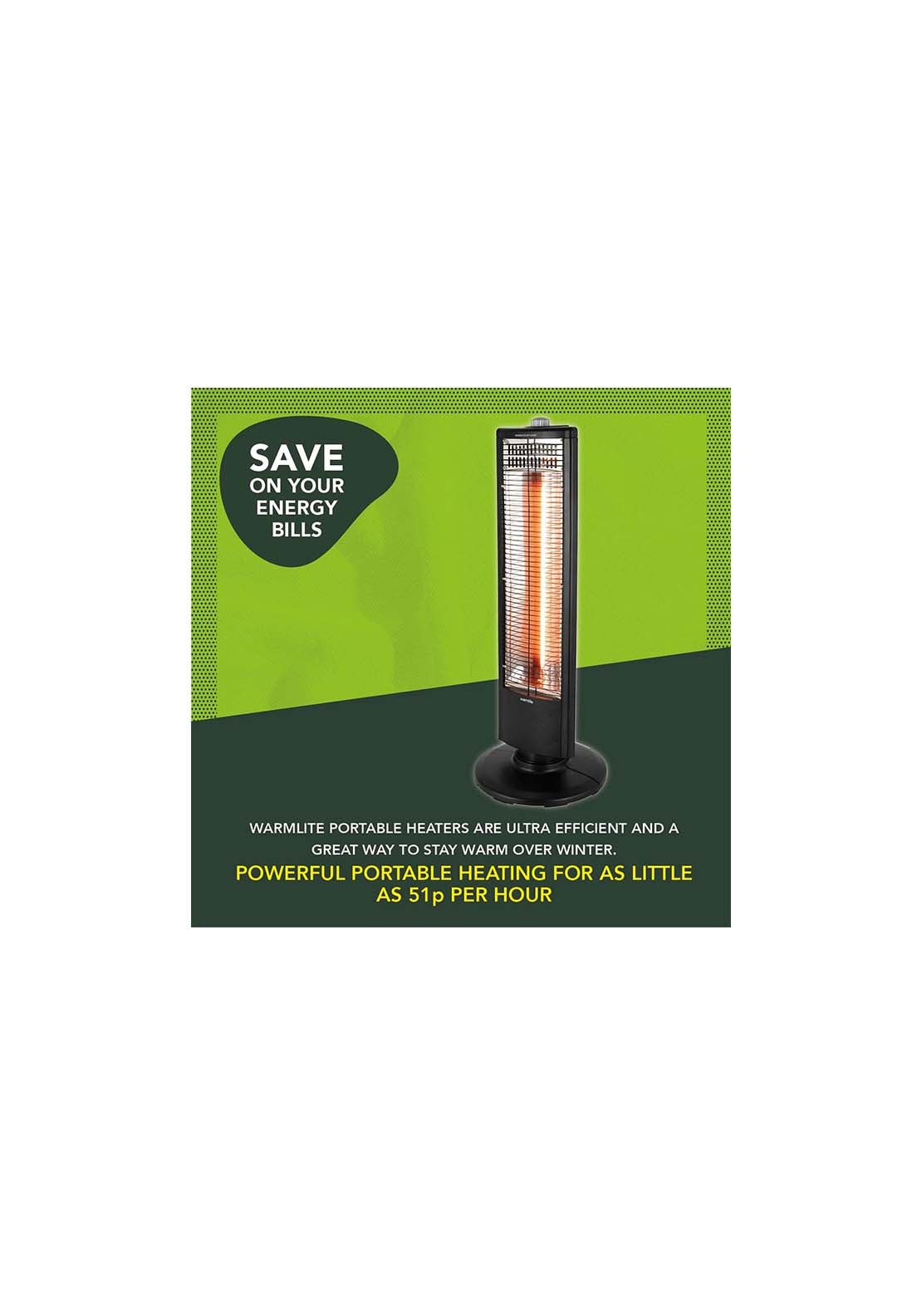 Warmlite 1000W Carbon Infrared Heater | Wl42013 - Black 8 Shaws Department Stores