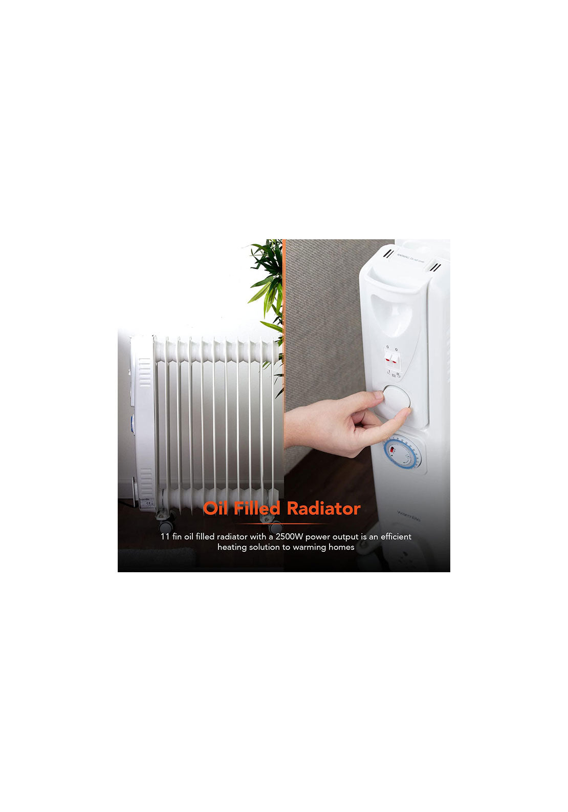 Warmlite 2500W Oil Filled Radiator With Timer | WL43005YTW 9 Shaws Department Stores