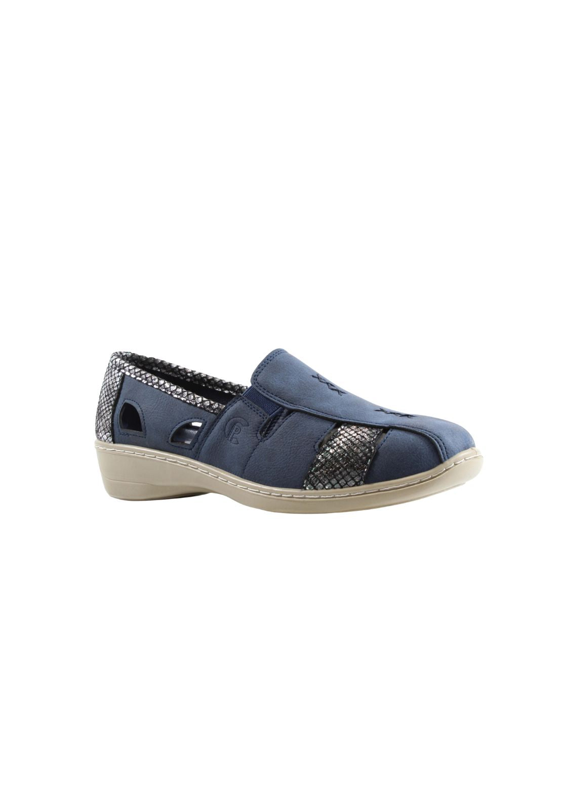 Propet Side Gusset Open Shoe - Navy 1 Shaws Department Stores