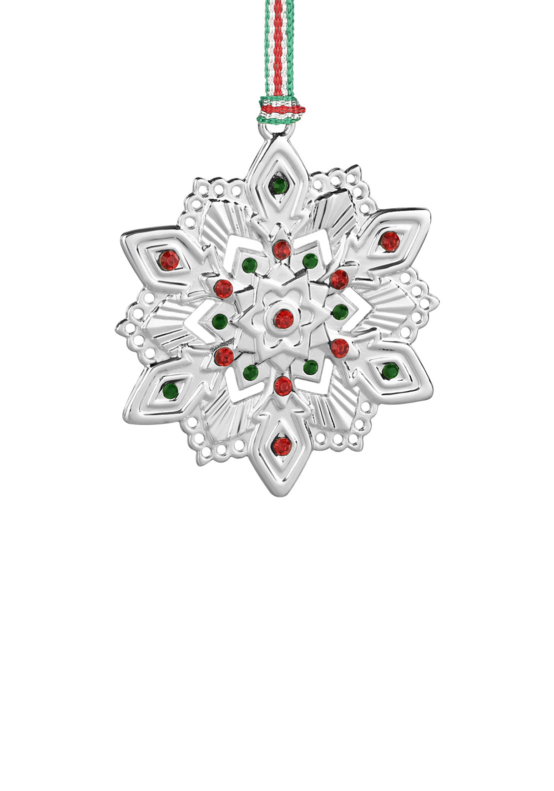 Newbridge Silverware Green &amp; Red Snowflake Christmas Tree Decoration 1 Shaws Department Stores