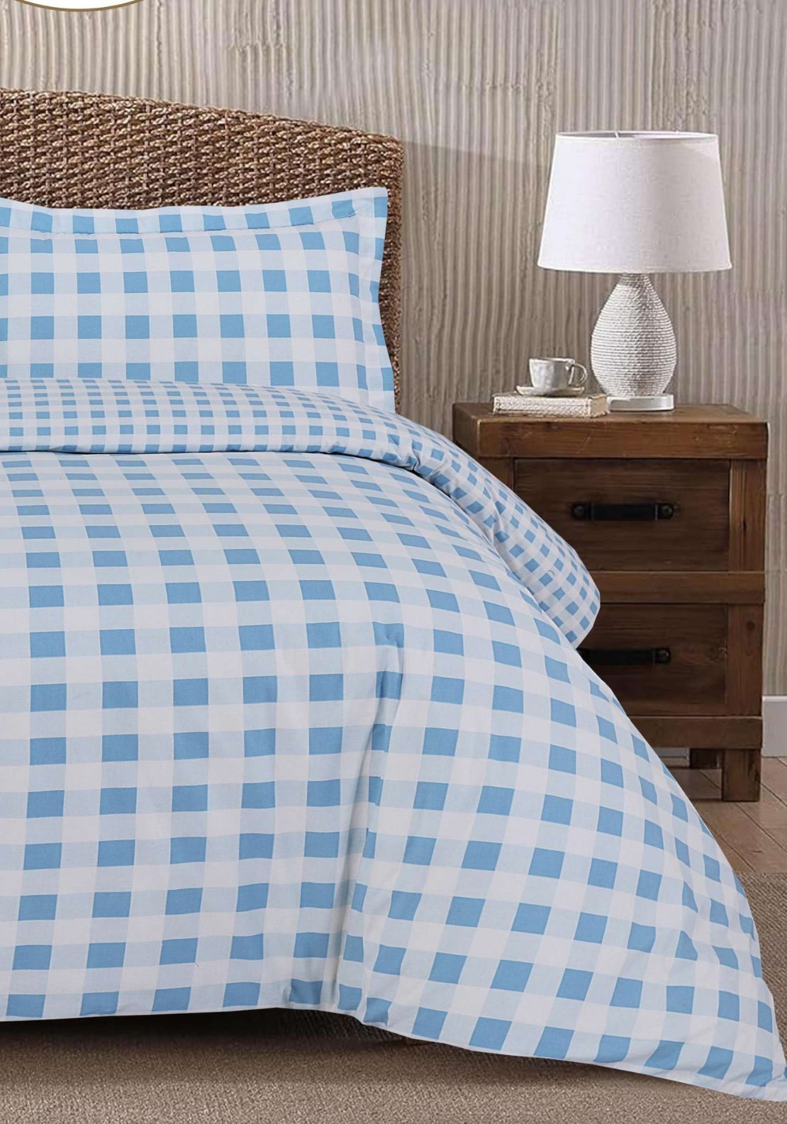 The Home Collection Wyndam Check Duvet Cover Set - Blue 2 Shaws Department Stores