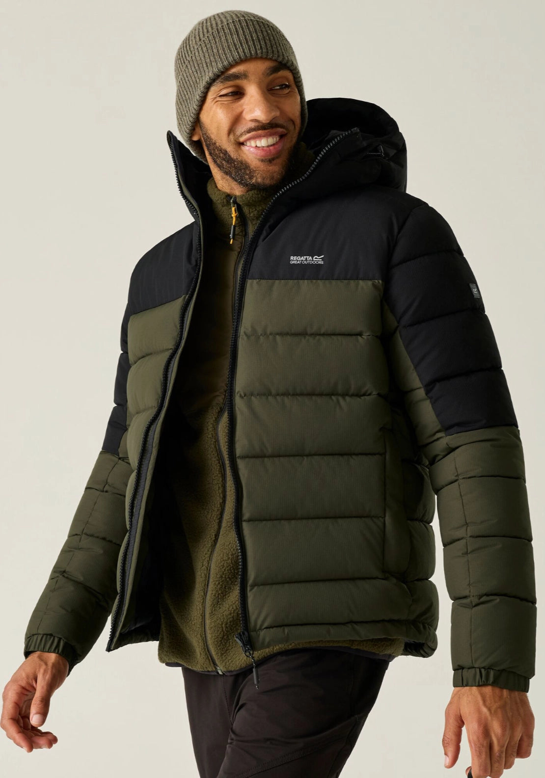Aldthorn Puffa Jacket - Dk Khaki/black