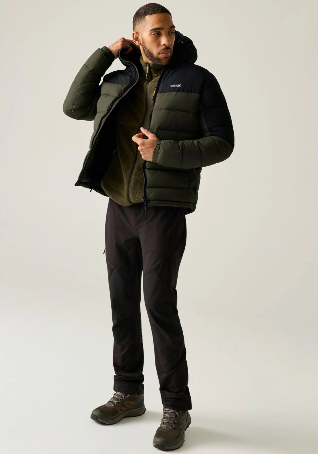 Aldthorn Puffa Jacket - Dk Khaki/black
