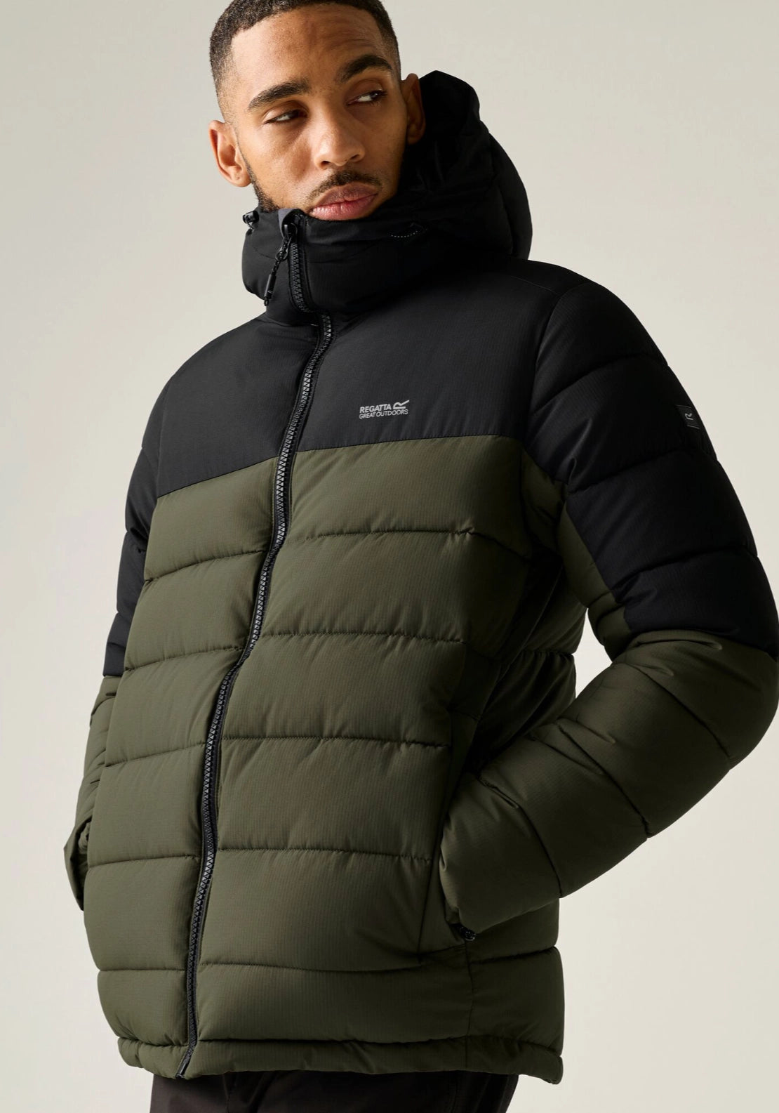 Aldthorn Puffa Jacket - Dk Khaki/black