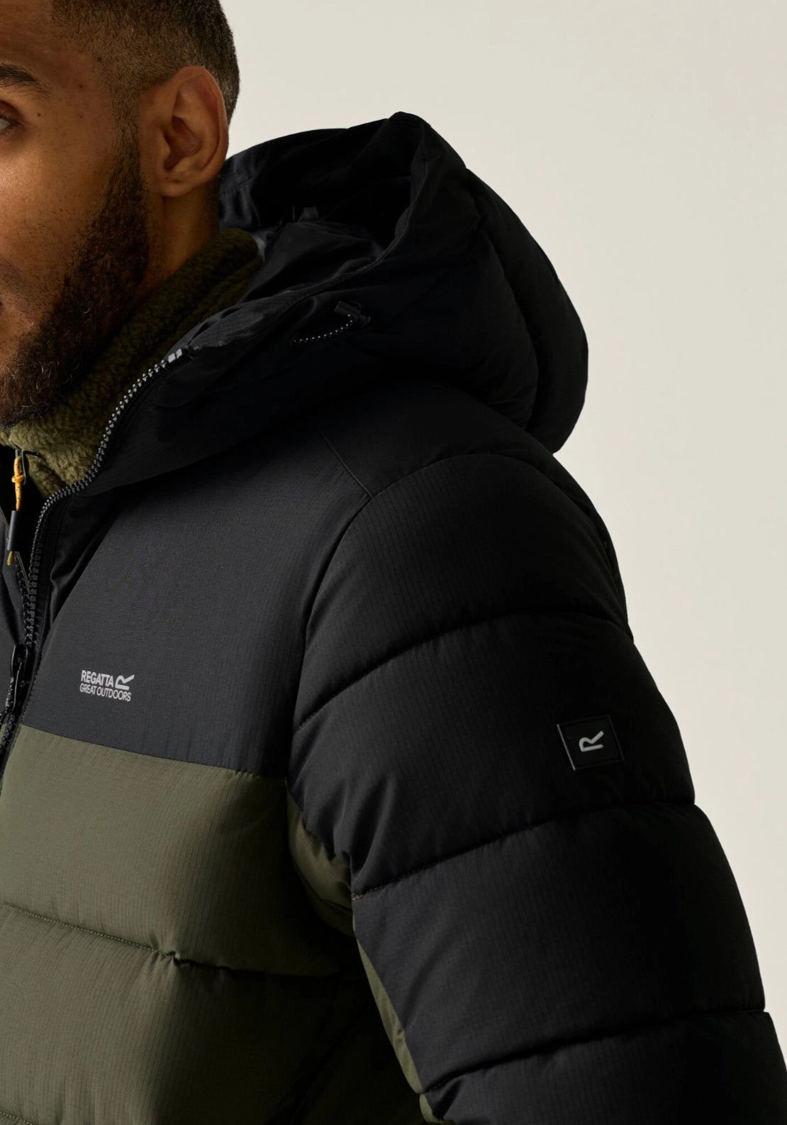 Aldthorn Puffa Jacket - Dk Khaki/black
