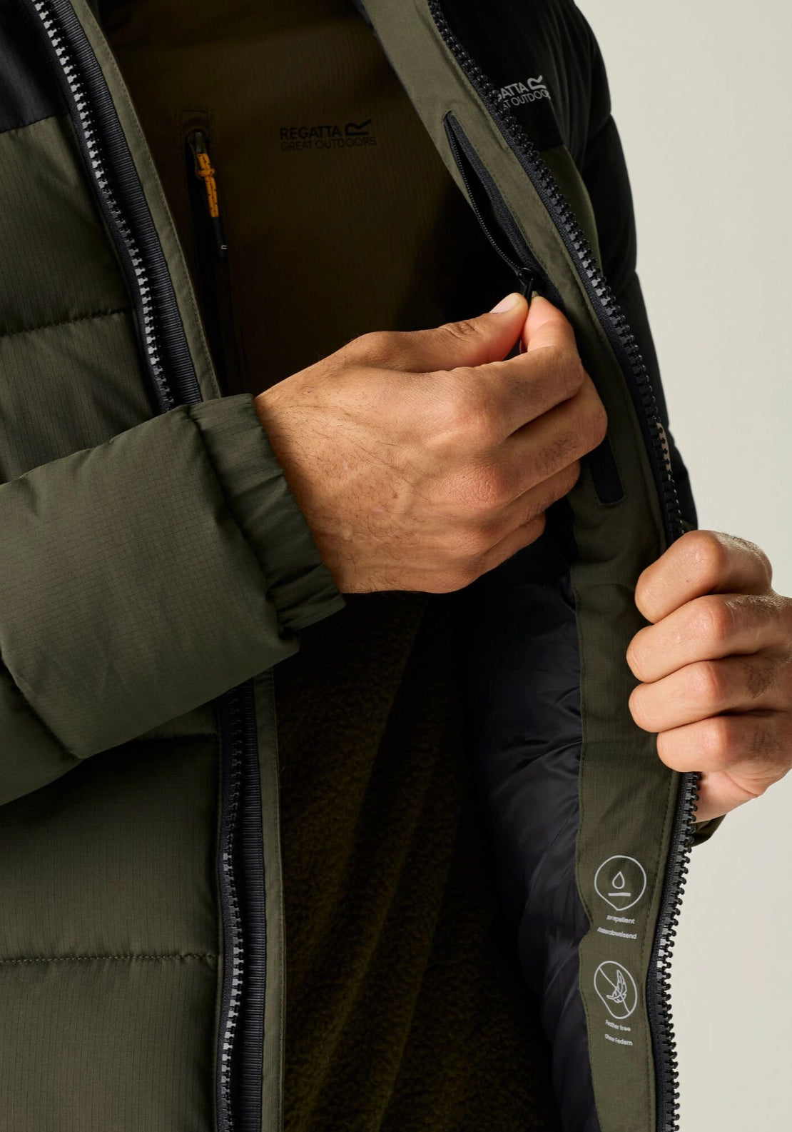 Aldthorn Puffa Jacket - Dk Khaki/black