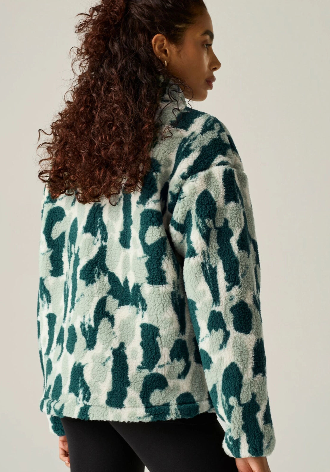 Roswind Water Resistant Full Zip Fleece - Pine Brush Stroke