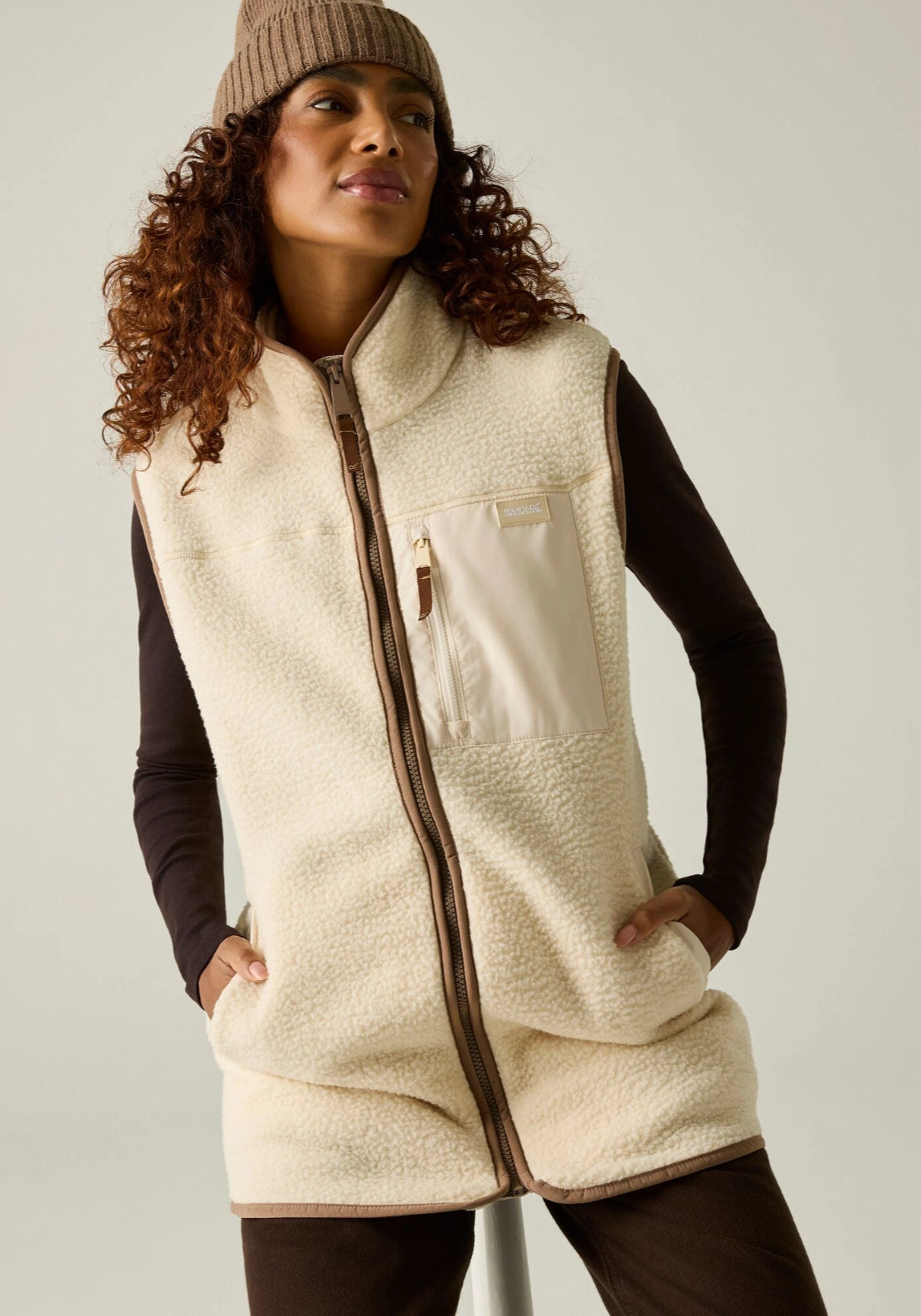 Frankie Borg Longline Bodywarmer - Light Vanilla Moncha