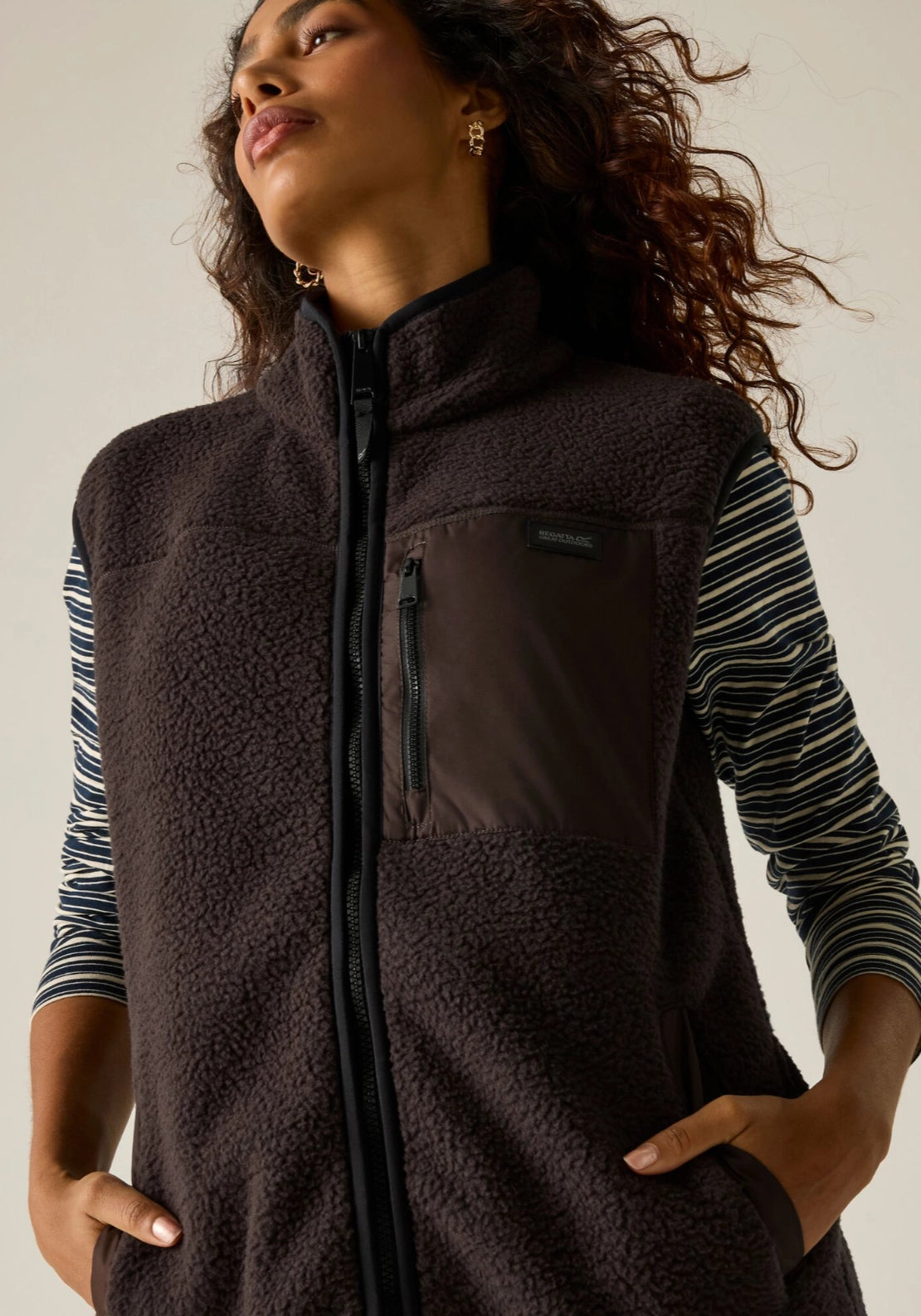 Frankie Borg Longline Bodywarmer - Dark Chocolate