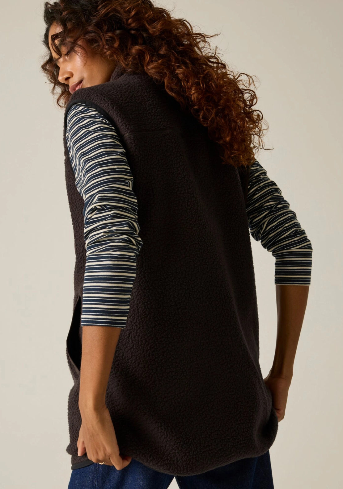 Frankie Borg Longline Bodywarmer - Dark Chocolate