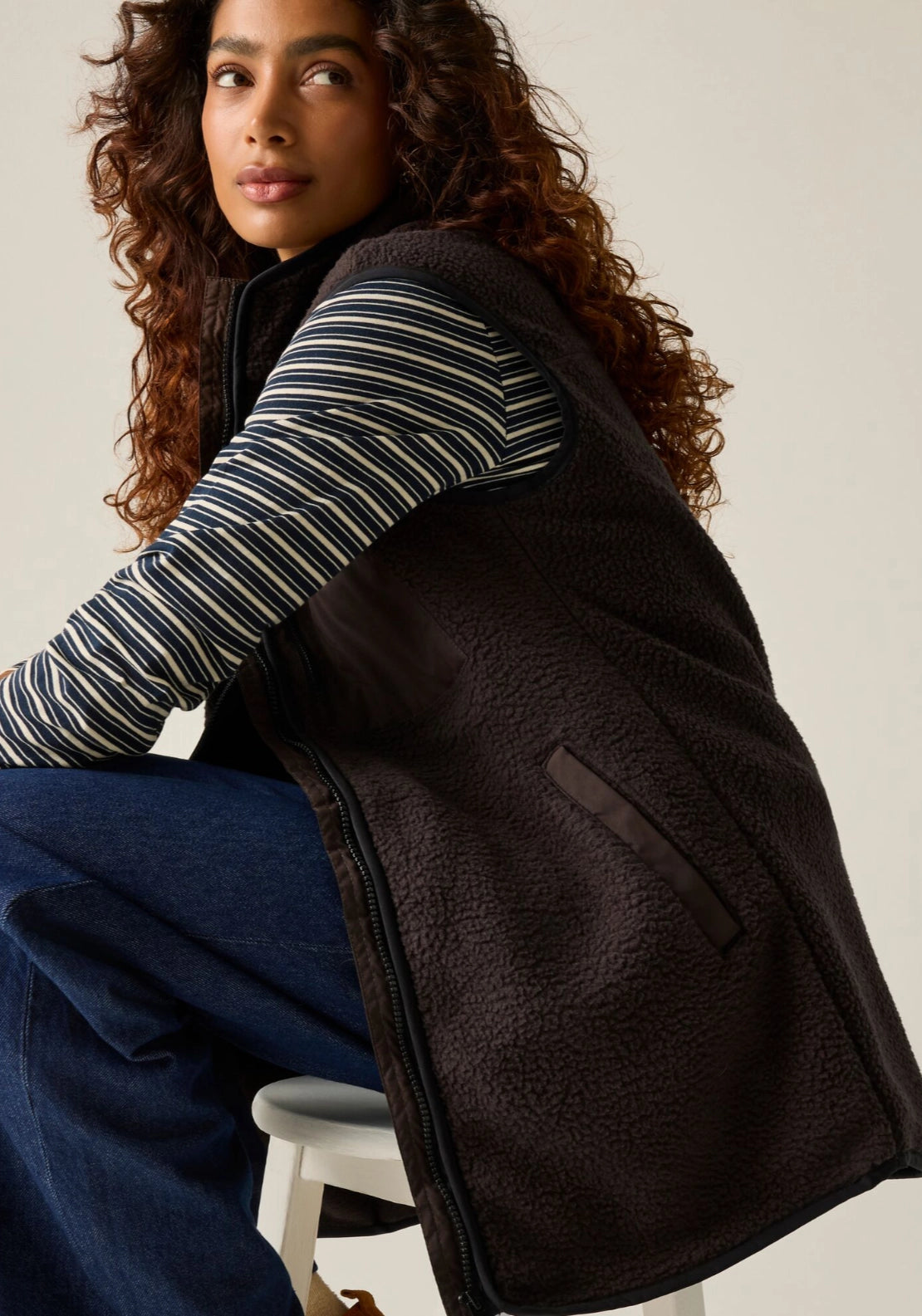 Frankie Borg Longline Bodywarmer - Dark Chocolate