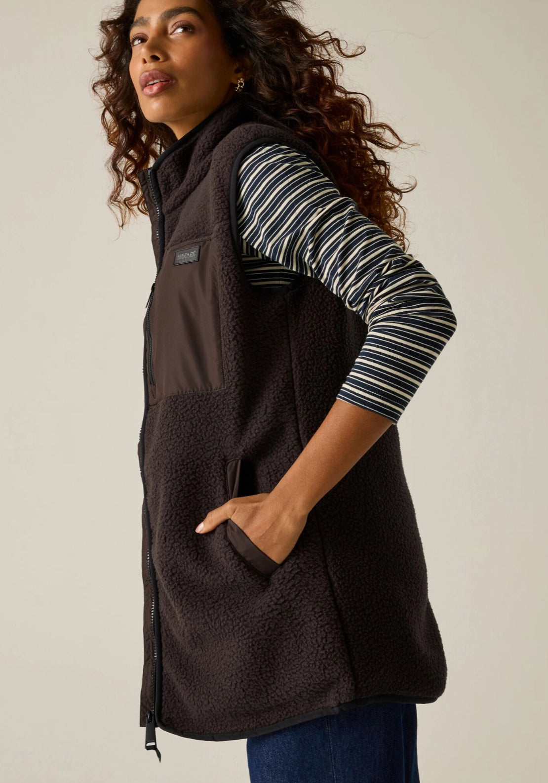 Frankie Borg Longline Bodywarmer - Dark Chocolate