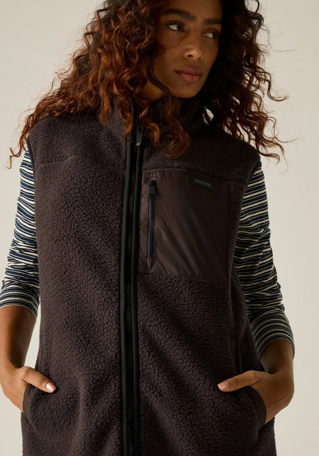 Frankie Borg Longline Bodywarmer - Dark Chocolate