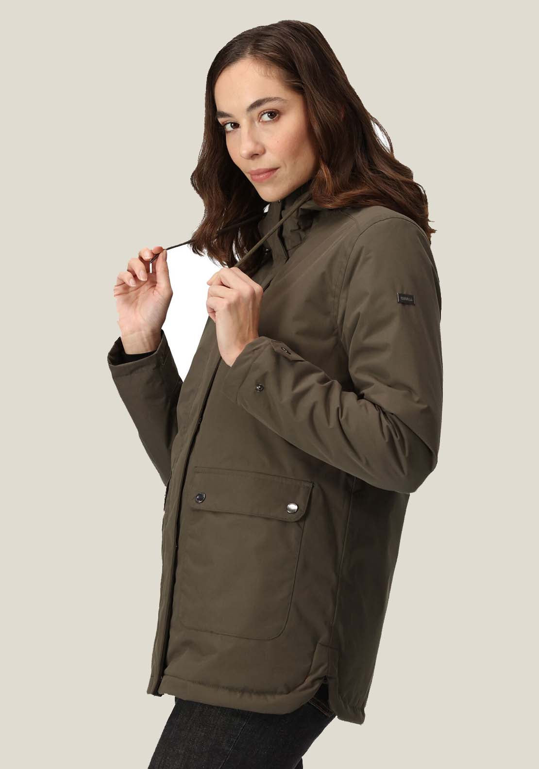 Regatta Broadia Fur Hood Waterproof Jacket - Green 3 Shaws Department Stores