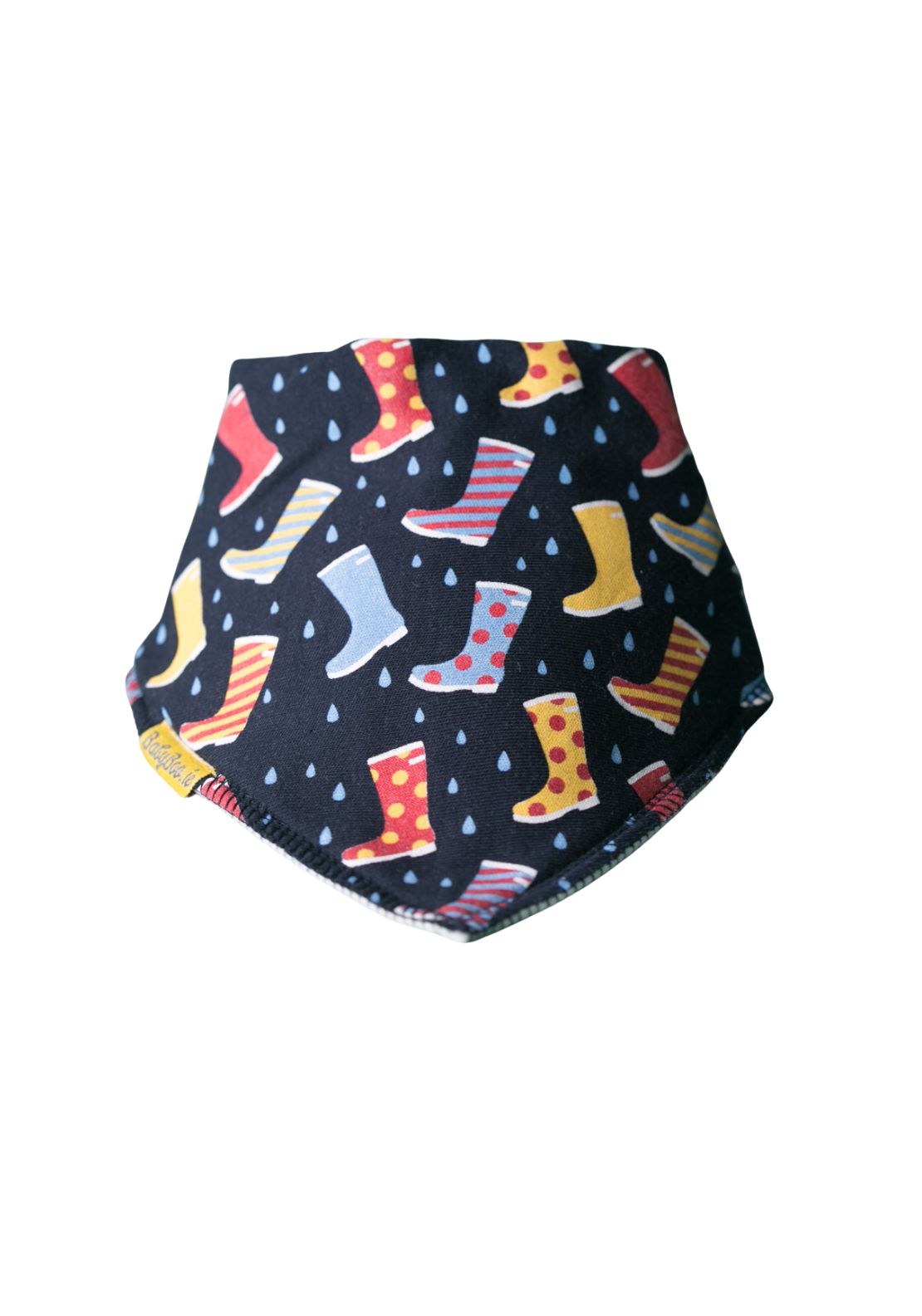 Babyboo We Love Wellies Organic Cotton DribbleBoo Bandana Bib - Blue 1 Shaws Department Stores