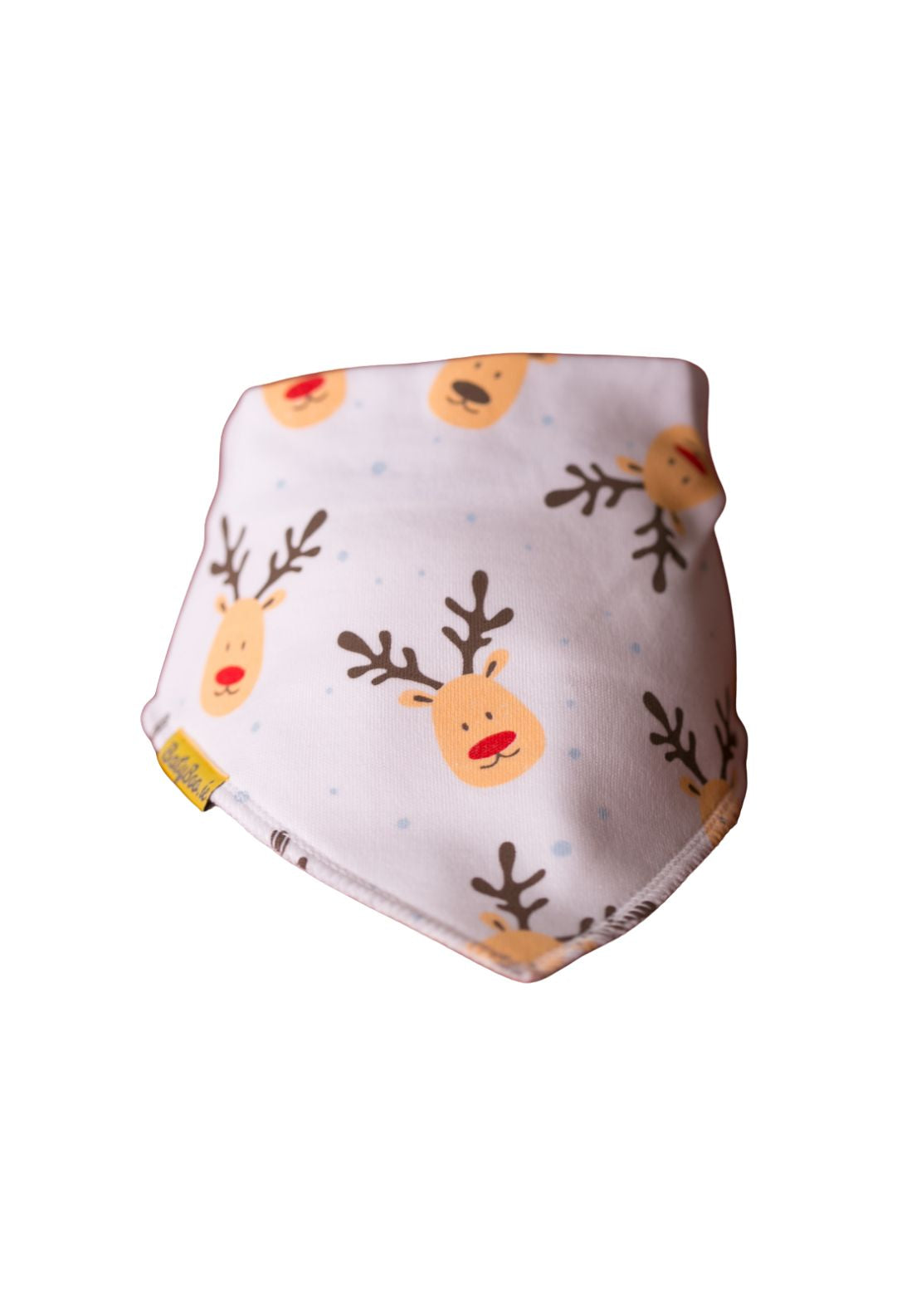 Babyboo Reindeer Everywhere Organic Cotton DribbleBoo Bandana Bib - White 1 Shaws Department Stores