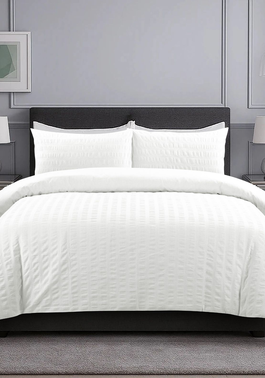 The Home Collection Seersucker Duvet Cover Set - White 1 Shaws Department Stores