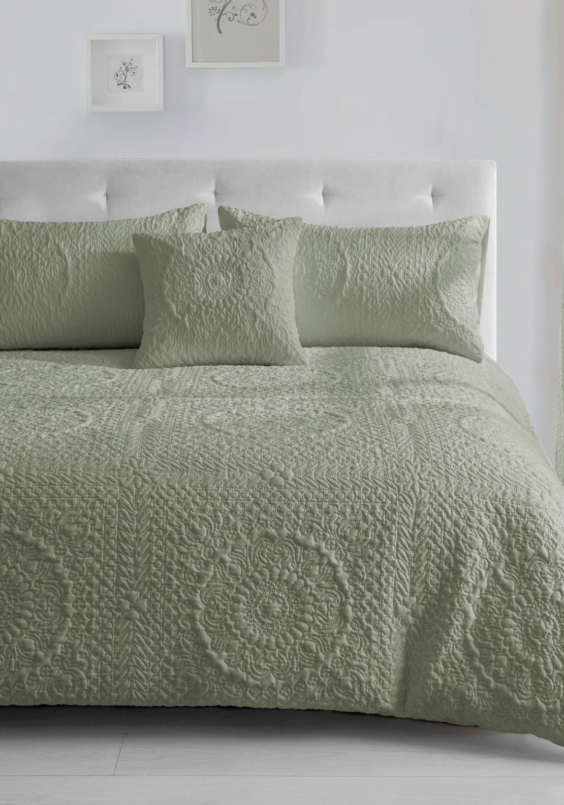The Home Collection Winchester Duvet Cover Set - Green 1 Shaws Department Stores
