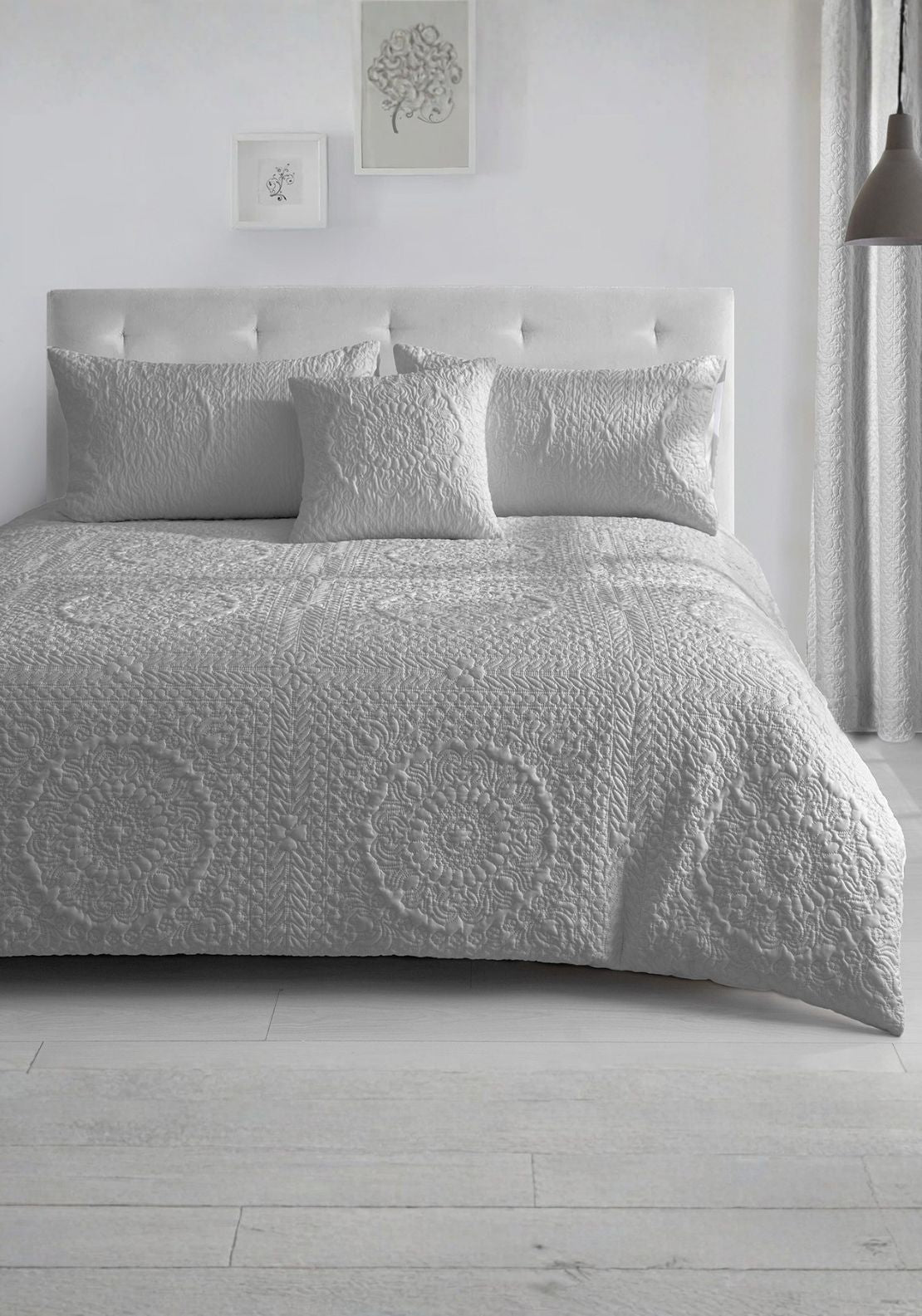 The Home Collection Winchester Throw &amp; Shams Set - Grey 1 Shaws Department Stores
