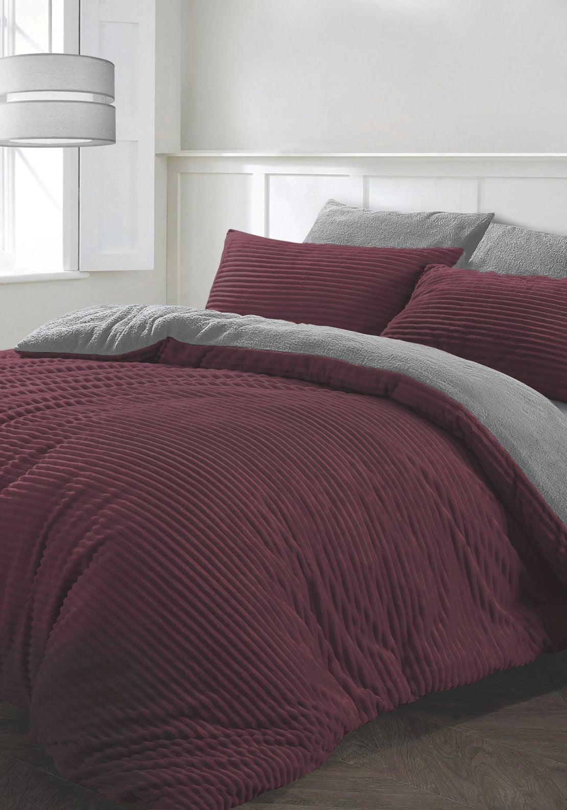 The Home Collection Corduroy Duvet Cover Set - Wine 1 Shaws Department Stores