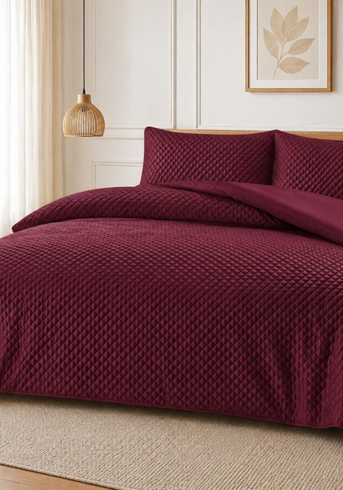 The Home Collection Velvet Pinsonic Duvet Set - Wine 1 Shaws Department Stores