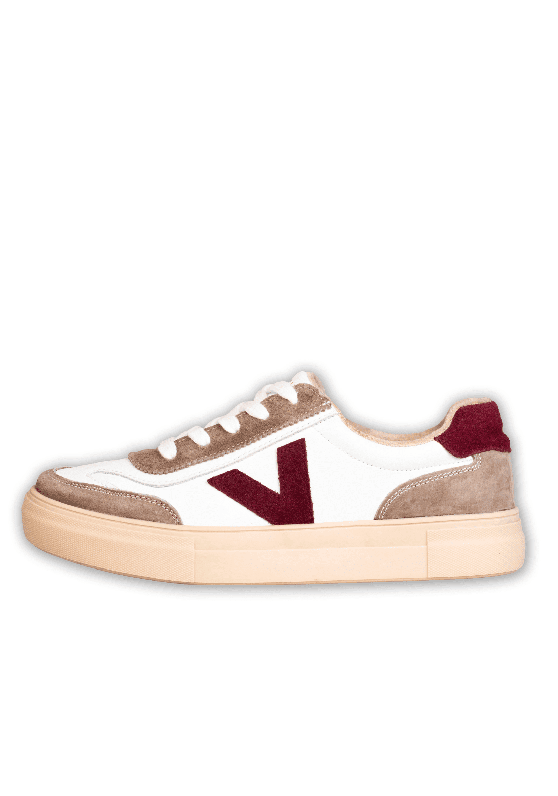 Drilleys Leather Upper V Trainer - Winter White Burg V 2 Shaws Department Stores