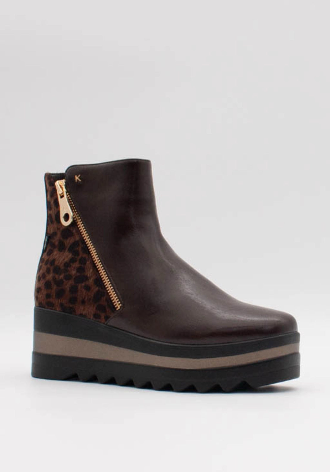 Witcham Side Zip Wedge Boot - Truffilope