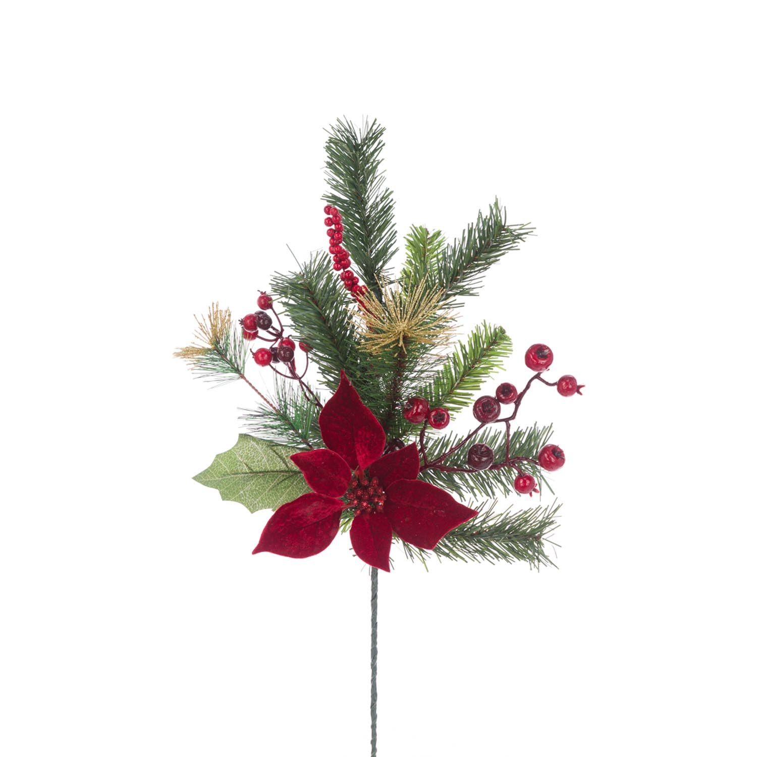 Floralsilk Poinsettia Berry Pine Spray 1 Shaws Department Stores