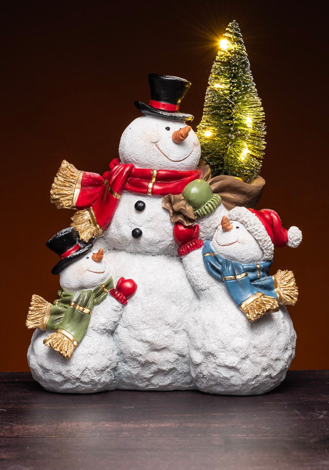LED Ceramic Snowman Family