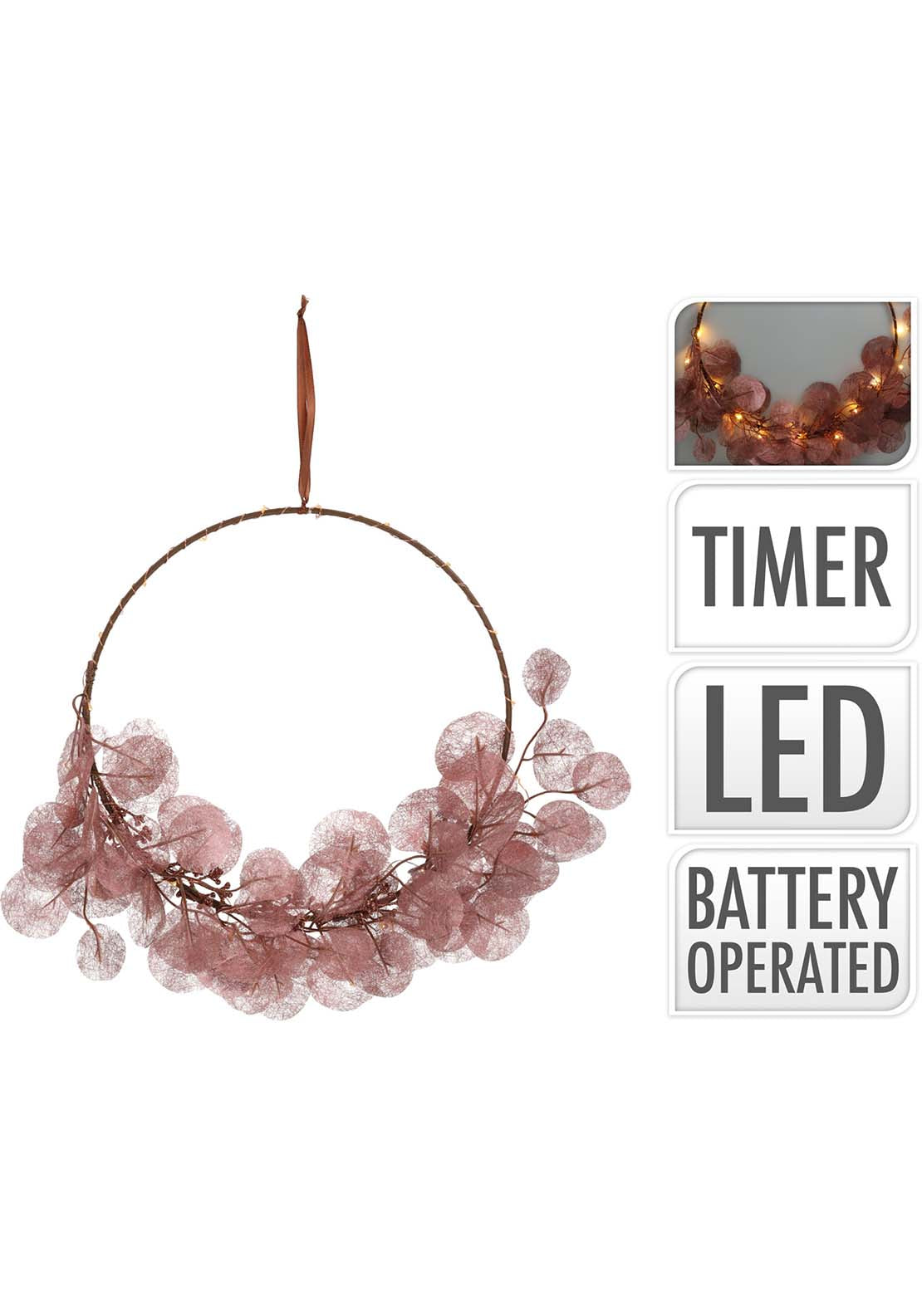 The Home Led Decretive Ring With Leaves &amp; Berries 1 Shaws Department Stores