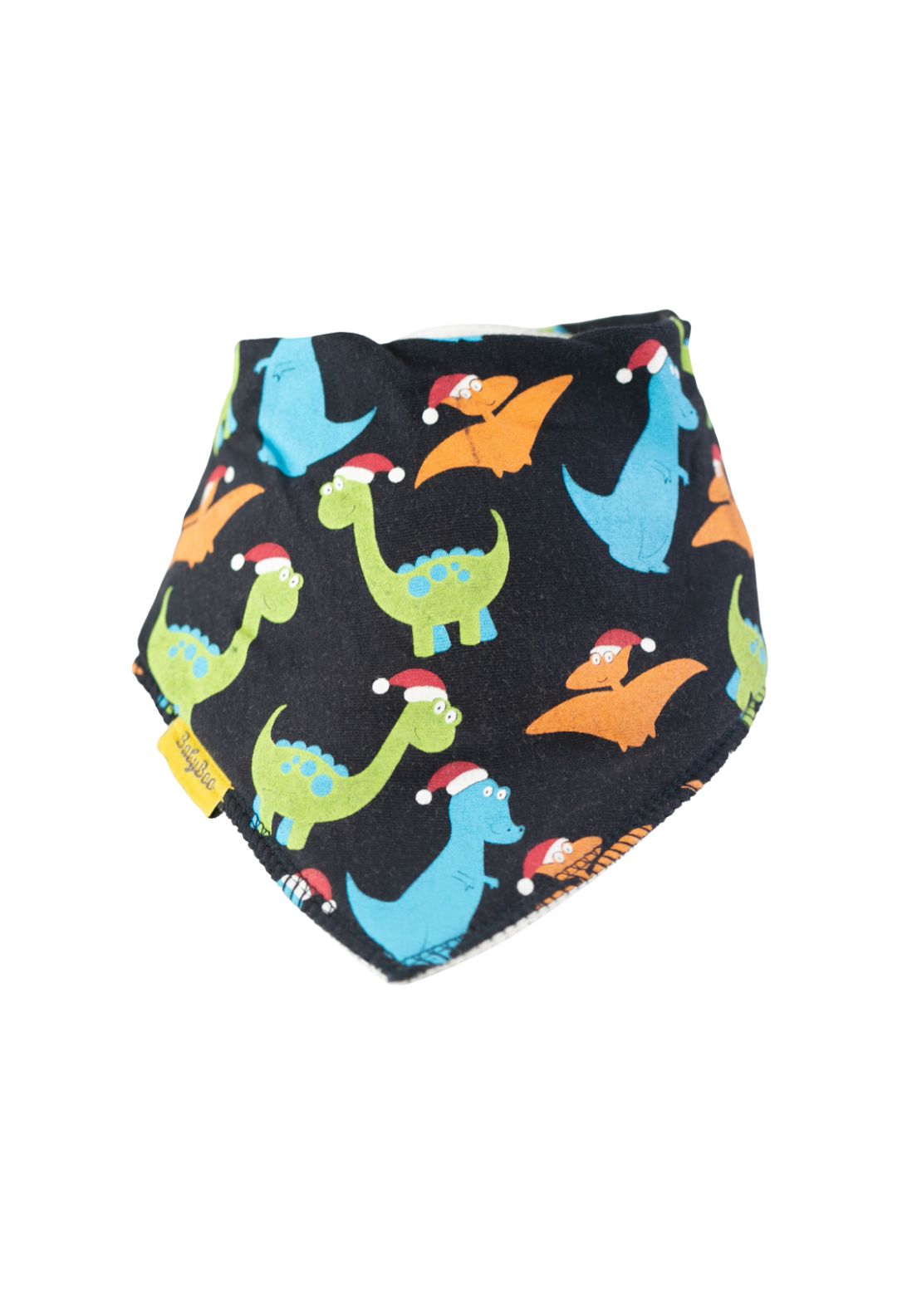 Babyboo Christmas Dinos Organic Cotton DribbleBoo Bandana Bib - Blue 1 Shaws Department Stores