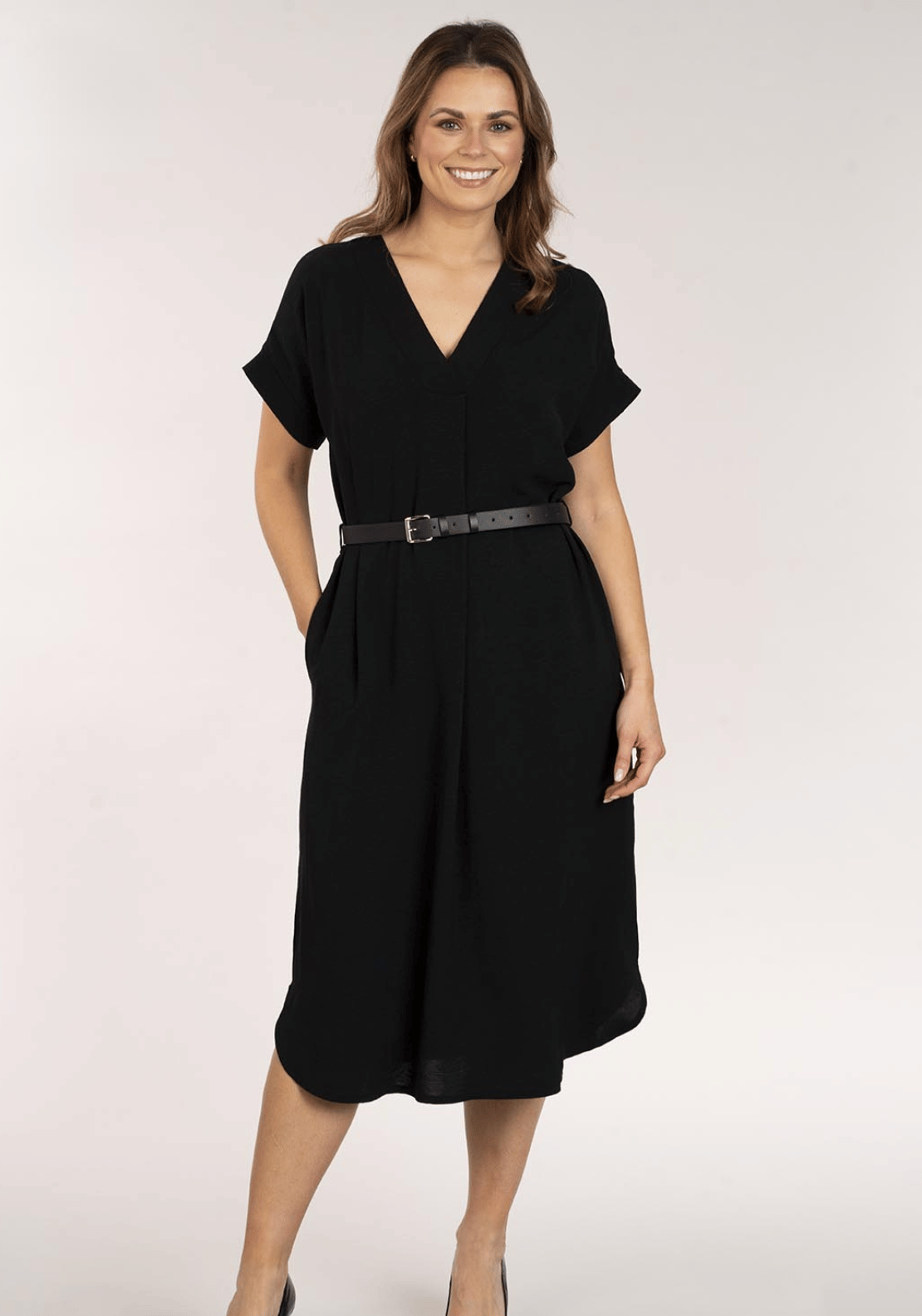Naoise Dress With Belt - Black 1 Shaws Department Stores