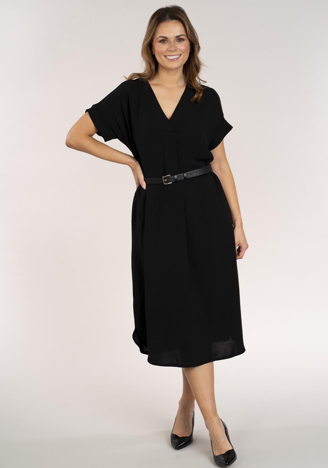 Naoise Dress With Belt - Black 5 Shaws Department Stores