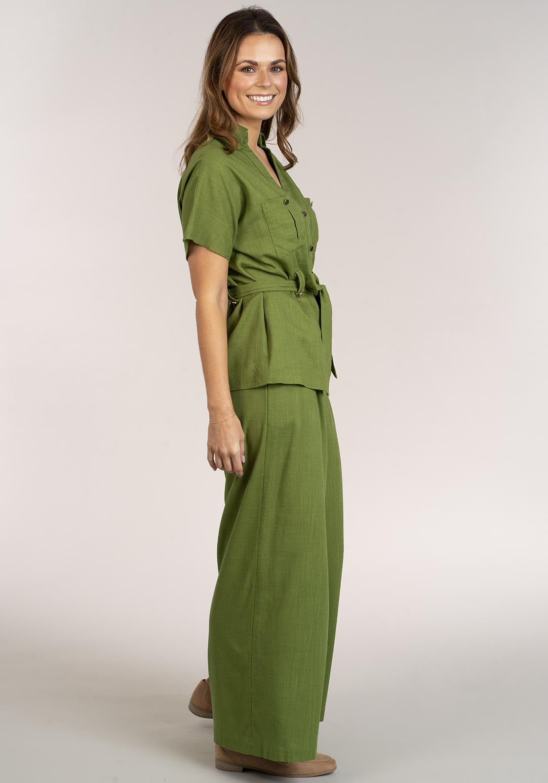 Naoise Jacket With Belt - Green 3 Shaws Department Stores