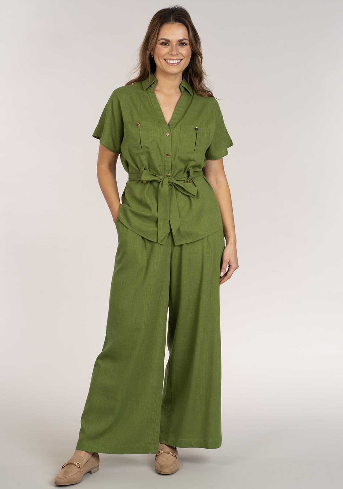 Naoise Wide Pant - Green 1 Shaws Department Stores