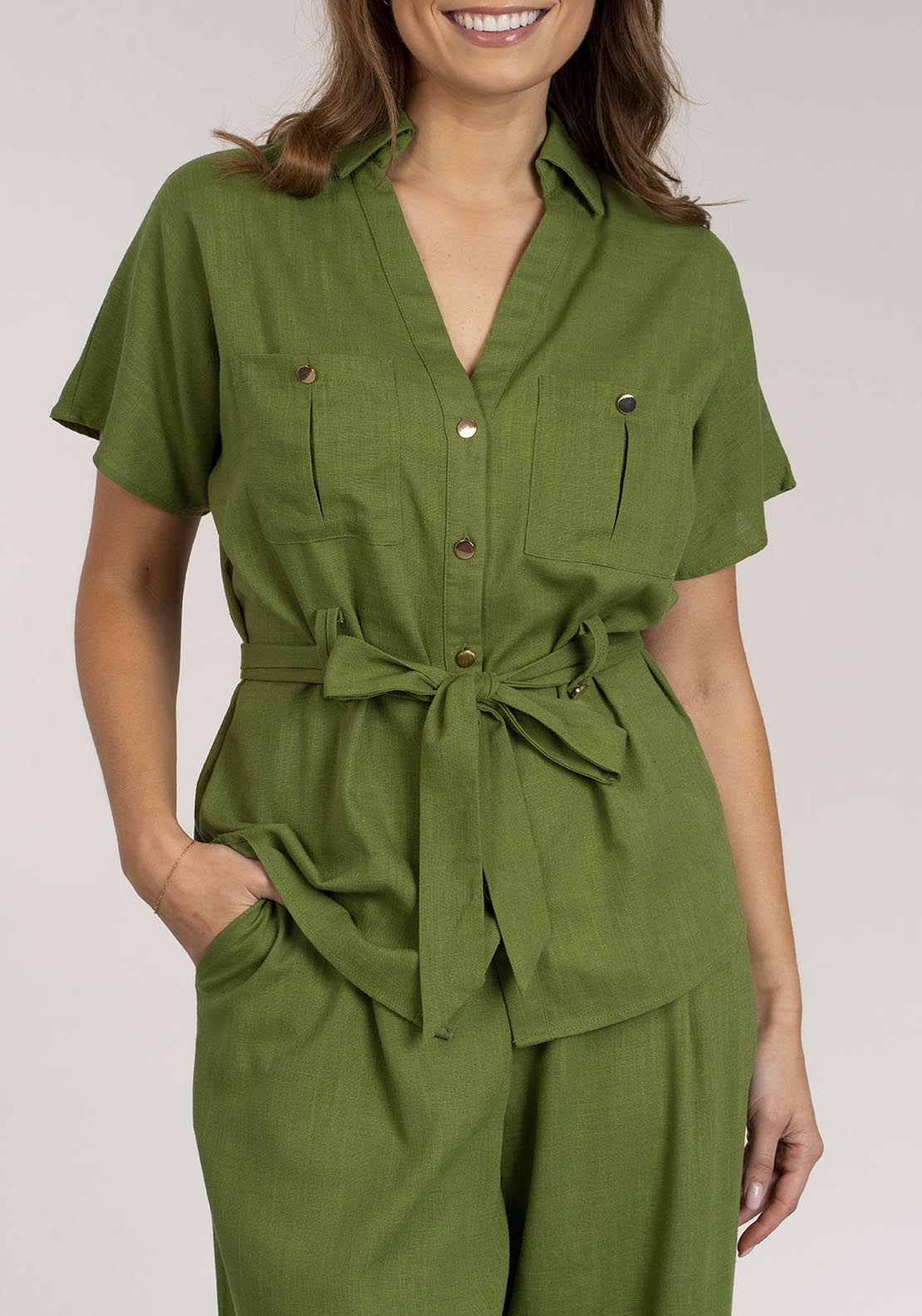 Naoise Wide Pant - Green 4 Shaws Department Stores