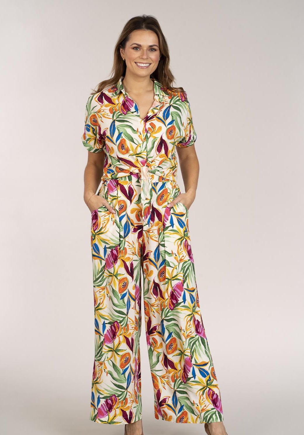 Naoise Wide Trousers - Tropical Print 1 Shaws Department Stores