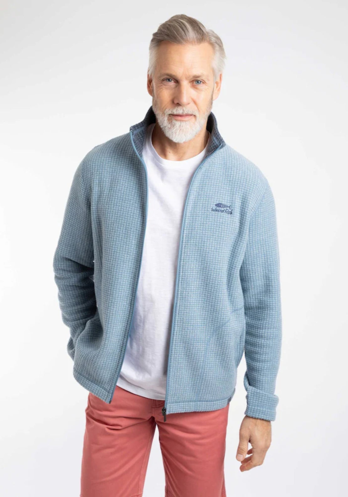 Weird Fish Shires Full Zip Grid Fleece - Blue 1 Shaws Department Stores