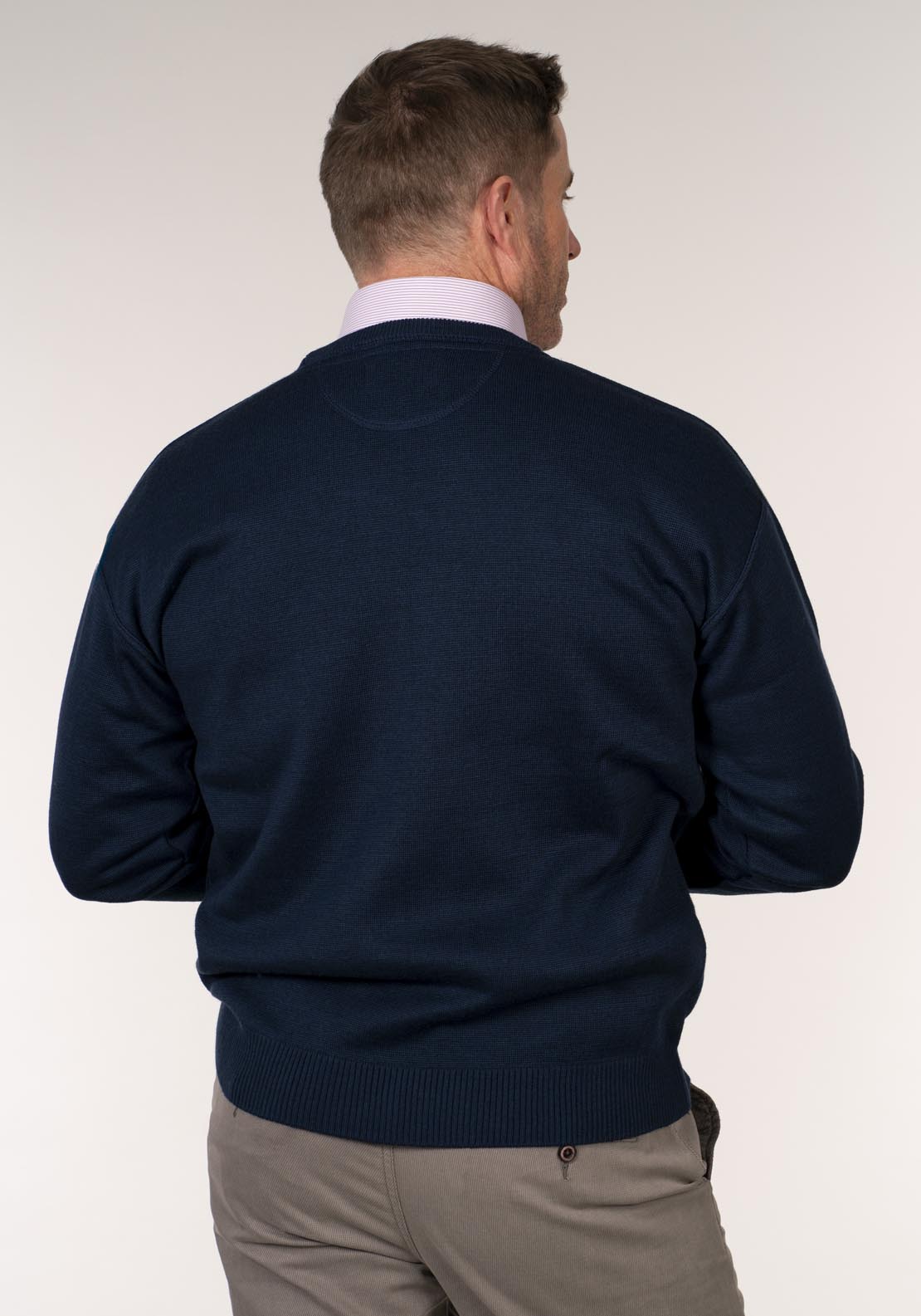 Yeats Plain Crew Neck Knitwear - Blue 2 Shaws Department Stores