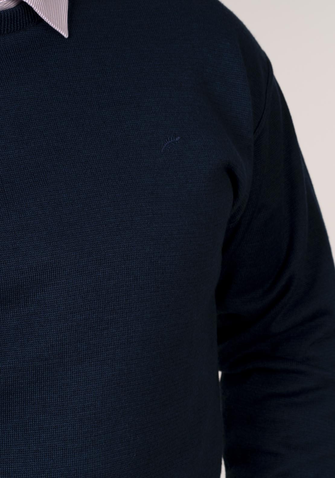 Yeats Plain Crew Neck Knitwear - Blue 4 Shaws Department Stores