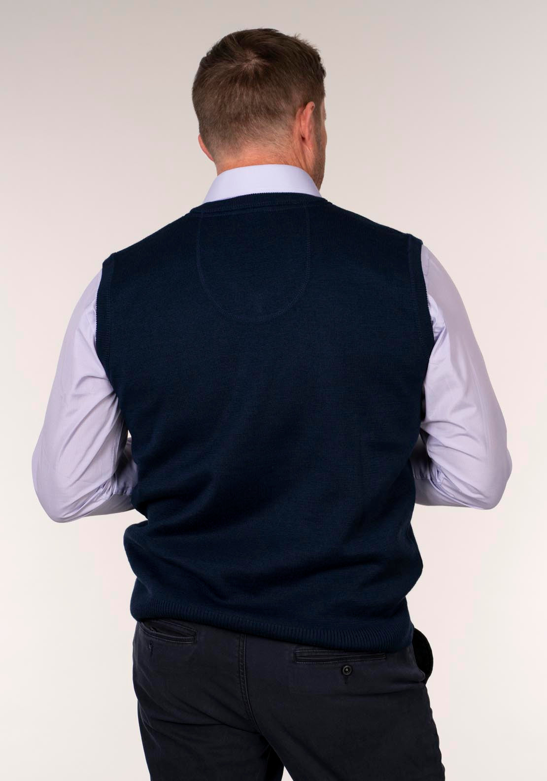 Yeats Plain Slip Over V Neck Knitwear - Blue 2 Shaws Department Stores