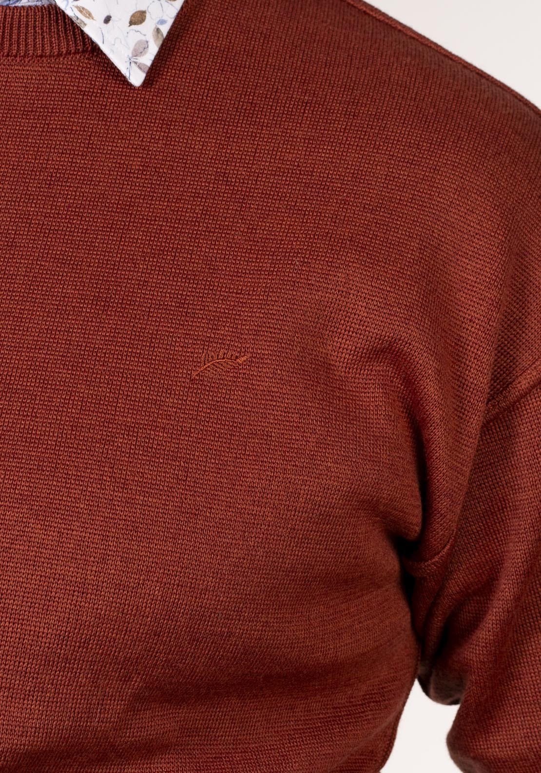Yeats Plain Crew Neck Knitwear - Orange 6 Shaws Department Stores
