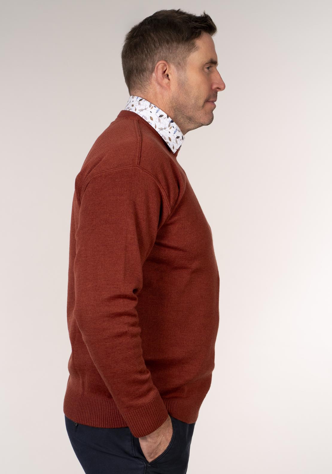 Yeats Plain Crew Neck Knitwear - Orange 3 Shaws Department Stores