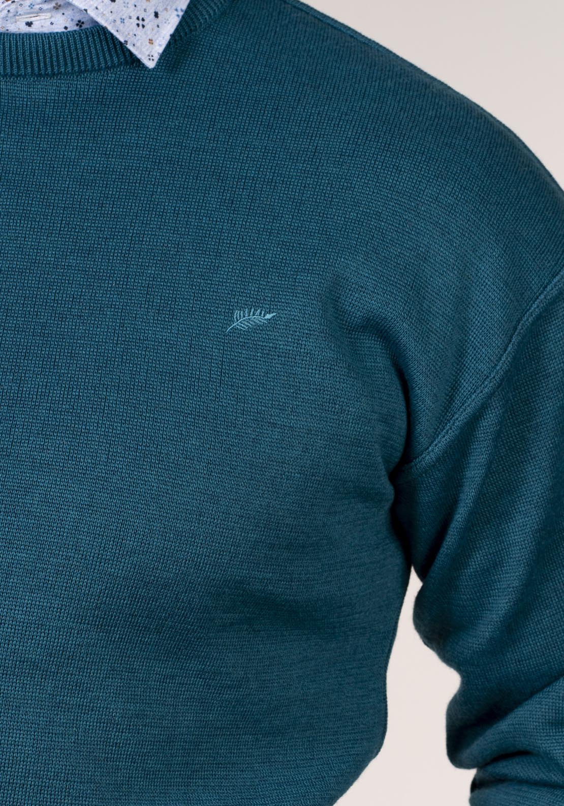 Yeats Plain Crew Neck Knitwear - Torquise 6 Shaws Department Stores