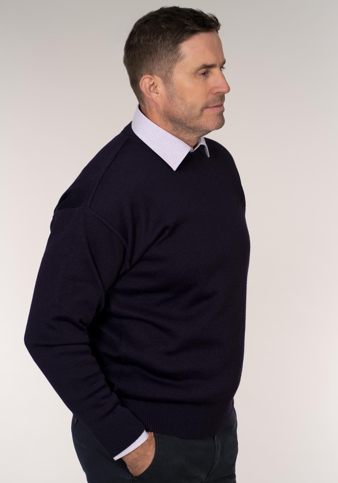 Yeats Plain Crew Neck Knitwear - Poker 3 Shaws Department Stores