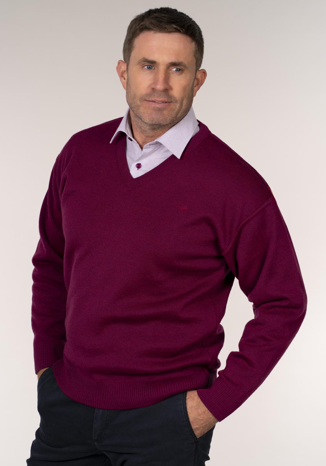 Yeats Plain V Neck Knitwear - Pink 1 Shaws Department Stores