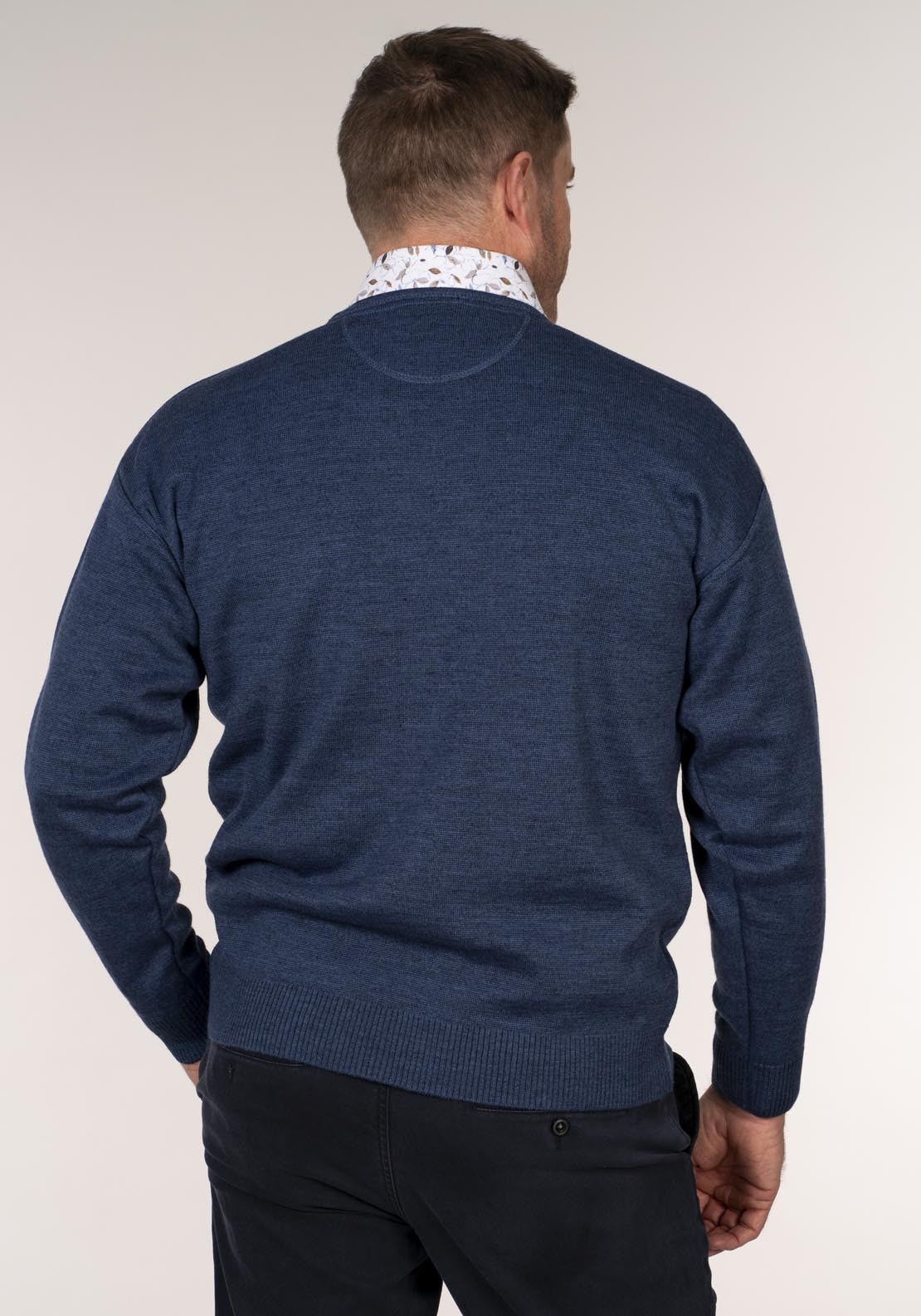 Yeats Plain Crew Neck Knitwear - Denim 2 Shaws Department Stores