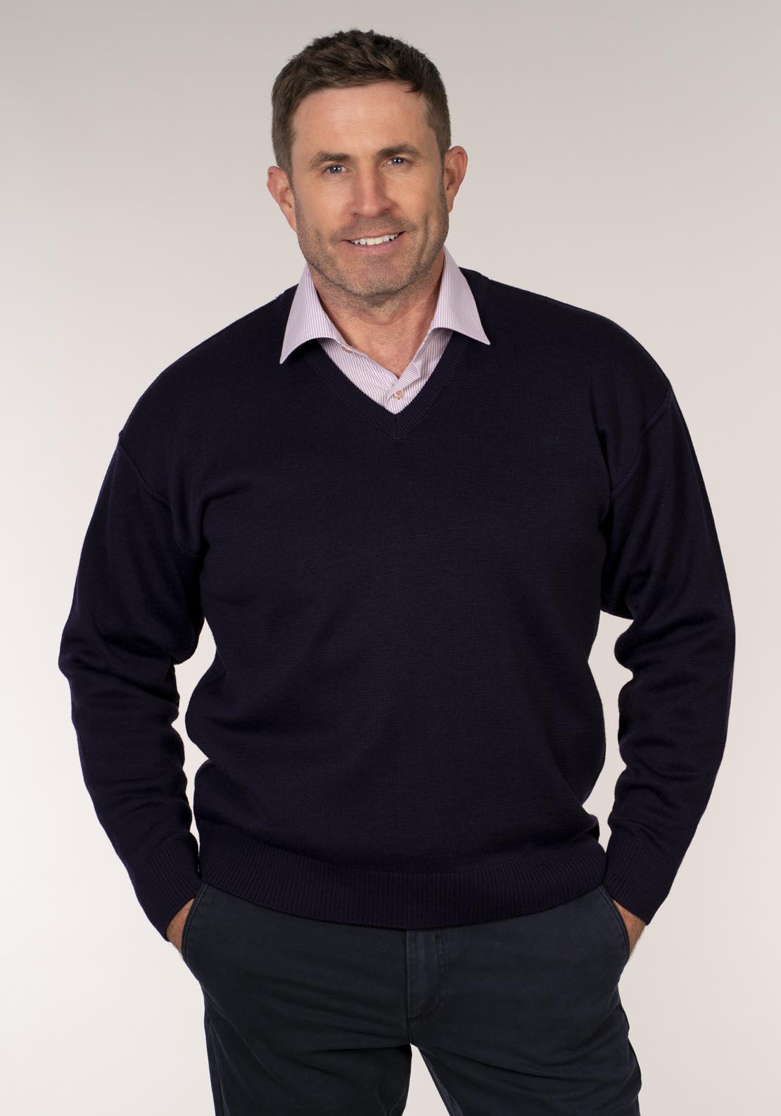 Yeats Plain V Neck Knitwear - Poker 4 Shaws Department Stores