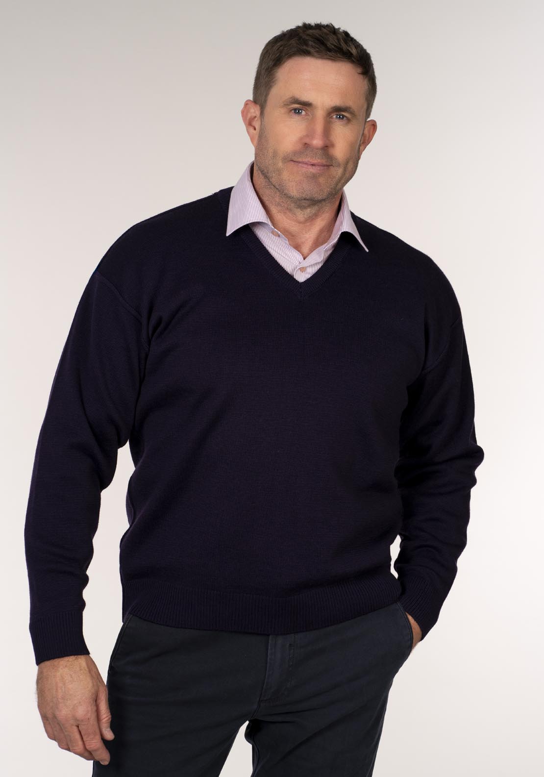Yeats Plain V Neck Knitwear - Poker 1 Shaws Department Stores